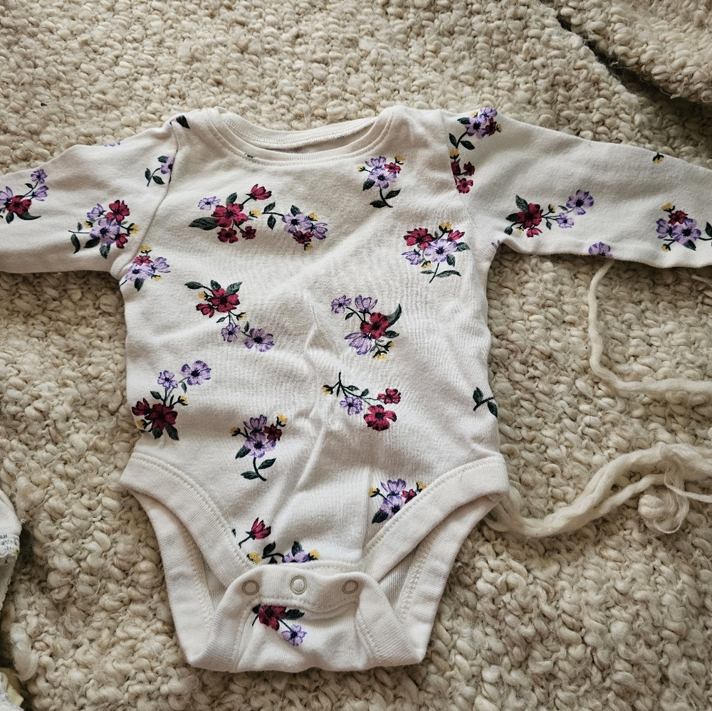 Long sleeve floral onesie